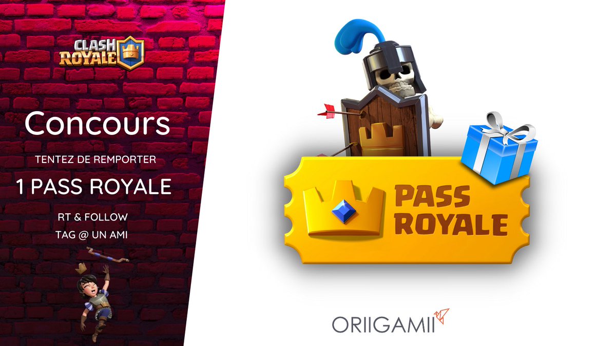 🎁 1 pass royale à gagner 🎁

Pour participer :
🔁 RT &amp; Follow 
➡️ Tag @ un ami 

#ClashRoyale #passroyale

Tirage au sort 22/02 ⏳
