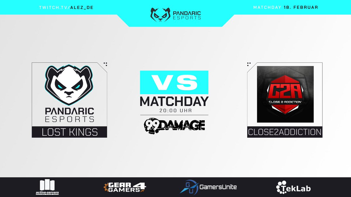 PandaricEsports's tweet photo. [#MatchDay]  

Zweiter Spieltag für unser Team Lost Kings in der ESLM by @99DAMAGEde!🔥

Schaut im Stream vorbei und unterstützt uns!🐼

Pandaric LostKings 🆚 #close2addiction
 
📅18.02. - 20:00Uhr
📺https://t.co/12KdbpxqqS
🎙️@Alez_csgo

[#CSGO #99Damage #Div4 #Pandaric #eSports] https://t.co/c3wHd0yE79