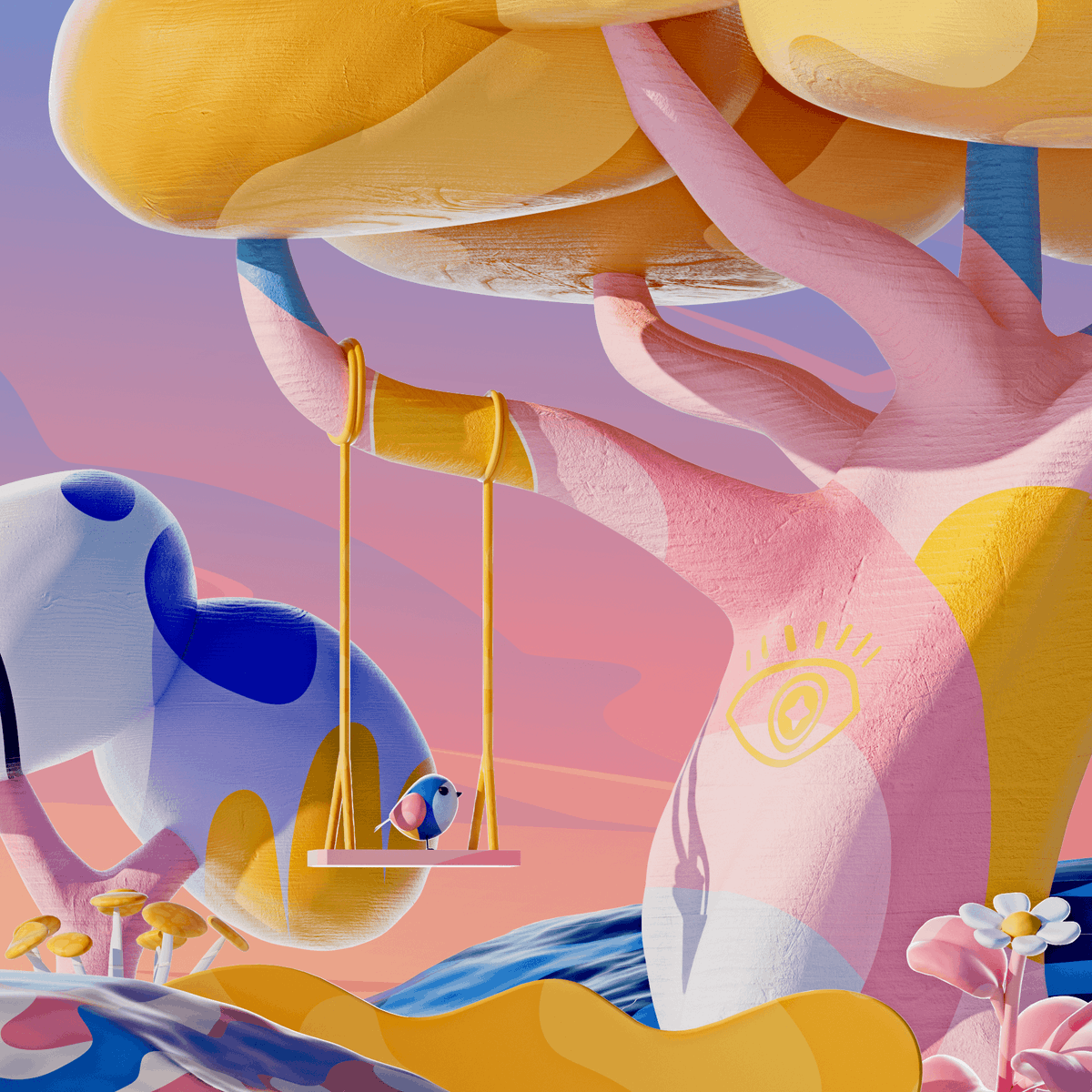 Behance's tweet photo. These fantastical 3D scenes by TianChen Deng tell the story of a cat looking for a home — see the full project > https://t.co/CoWXR1c0Mj https://t.co/CTcSmFiVNk