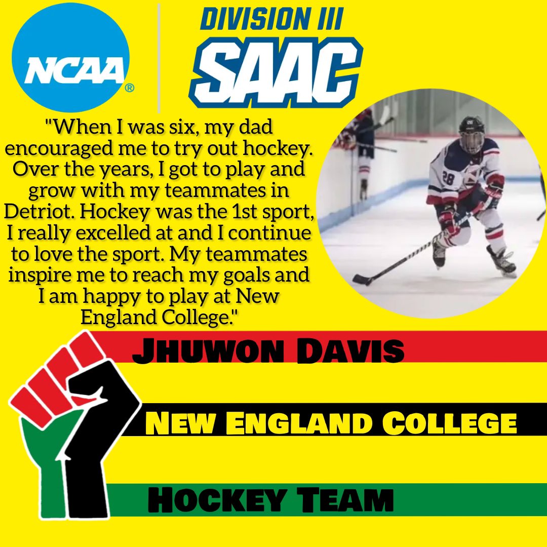Today we share the story of Hockey Player, Jhuwon Davis, of <a href="/NEC_Athletics/">New England College Athletics</a> <a href="/NewEngCollege/">New England College</a> and @NECCathletics #BlackHistoryMonth
