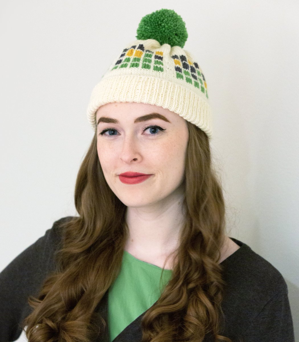 sarbearsmiley's tweet photo. Continuing my one-woman quest to put all the @NYTimesGames on hats: Wordle edition! ⬜🟨🟩 Fun fact: I came up with this design by making my friends guess the word KNITS! @powerlanguish let me know if you want one!! 🙂 https://t.co/wu1Fyr8QEt