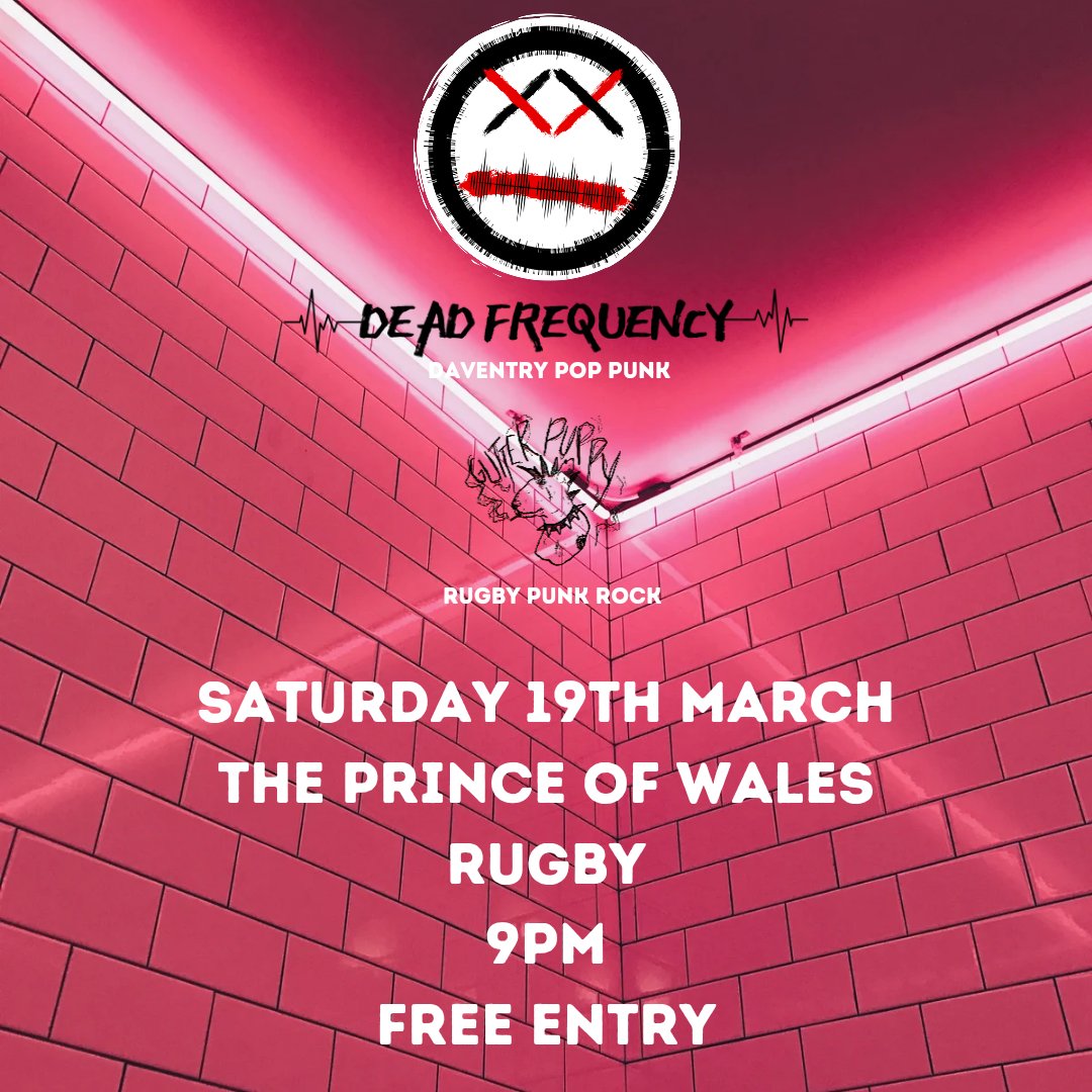 RUGBY SHOW!

It's been a long time coming but we finally have a show in Rugby!

Joining us for the night are local Punk Rock outfit <a href="/gutterpuppyband/">Gutter Puppy</a>

Saturday 19th March 
The Prince Of Wales 
9pm 
Free Entry!

Event - fb.me/e/1GyJkcdiE

DF

#rugbytown #poppunknight
