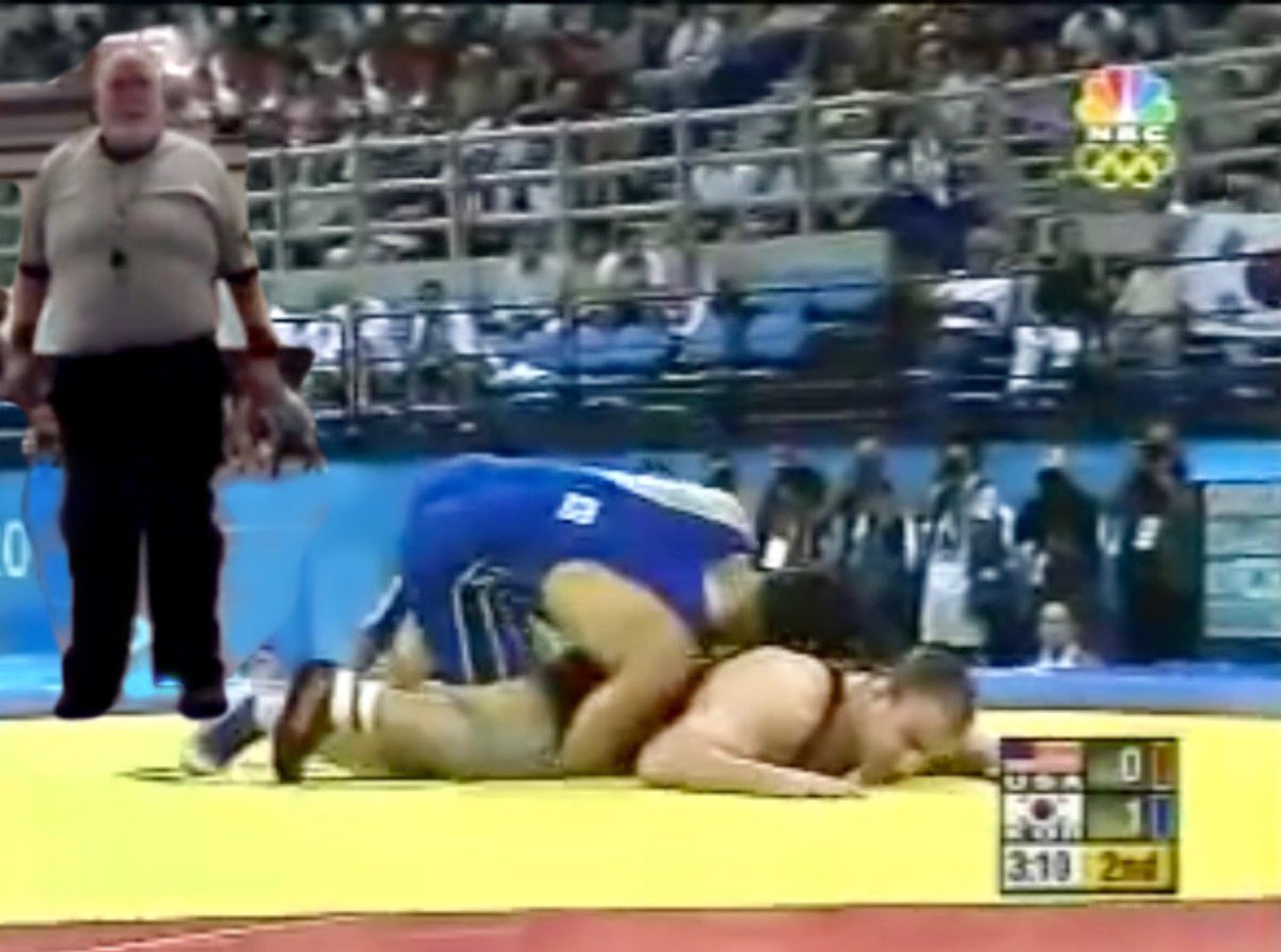 MrPatMineo's tweet image. BREAKING: IOC now reviewing Cael’s 2004 Olympic Gold medal match after 18 years… It appears he may have been touch-falled here! Such a shame man… Not fair! 😖