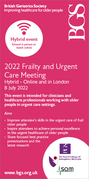 💻 Join us for the upcoming BGS Frailty &amp; Urgent Care Meeting on Friday 8 July 2022. 

⭐️ Earn up to 6 CPD credits

💭 This conferences aims to Inspire attendees to achieve personal excellence in the urgent healthcare of older people

📝Register online: bgs.org.uk/events/2022-fr…