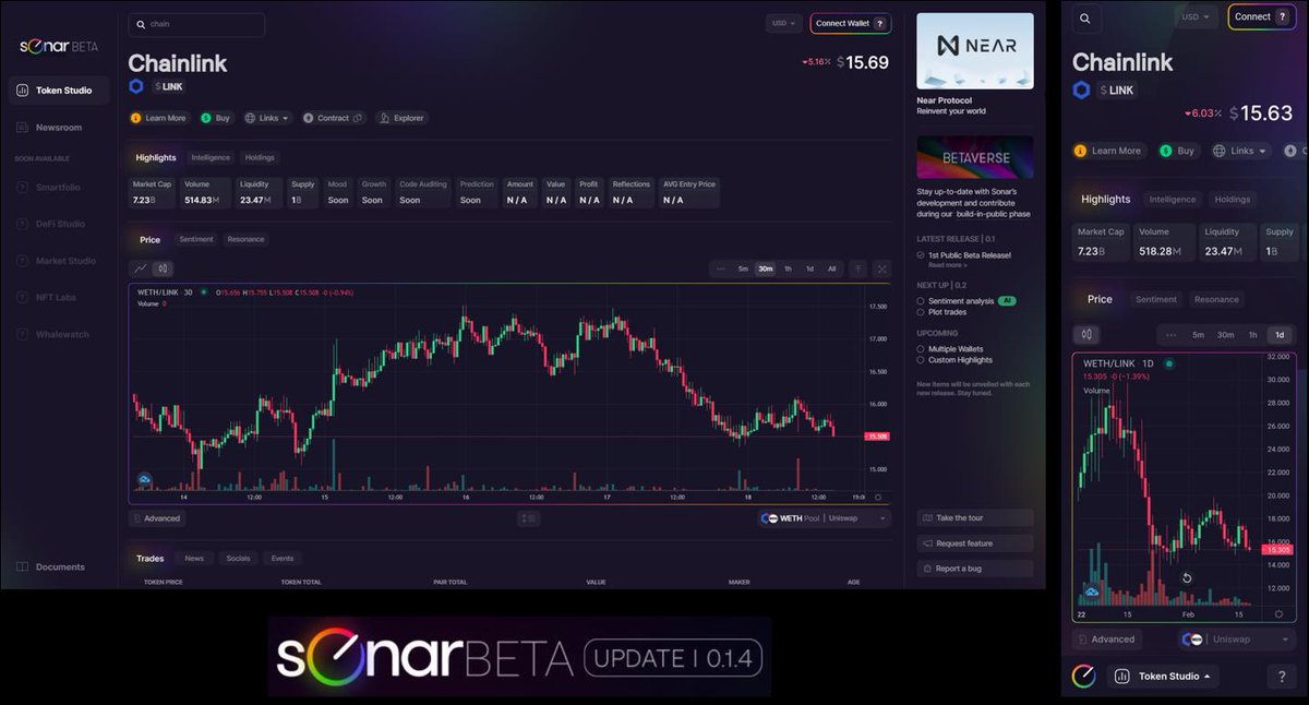 arjandito's tweet photo. Sonar Beta Dazzling UI both in desktop &amp; mobile.
Simply mesmerizing.
#SonarBeta #TokenStudio #ETH $PING #GetIntoCrypto
@SonarPING_ @chainlink https://t.co/CY23IvKWvG