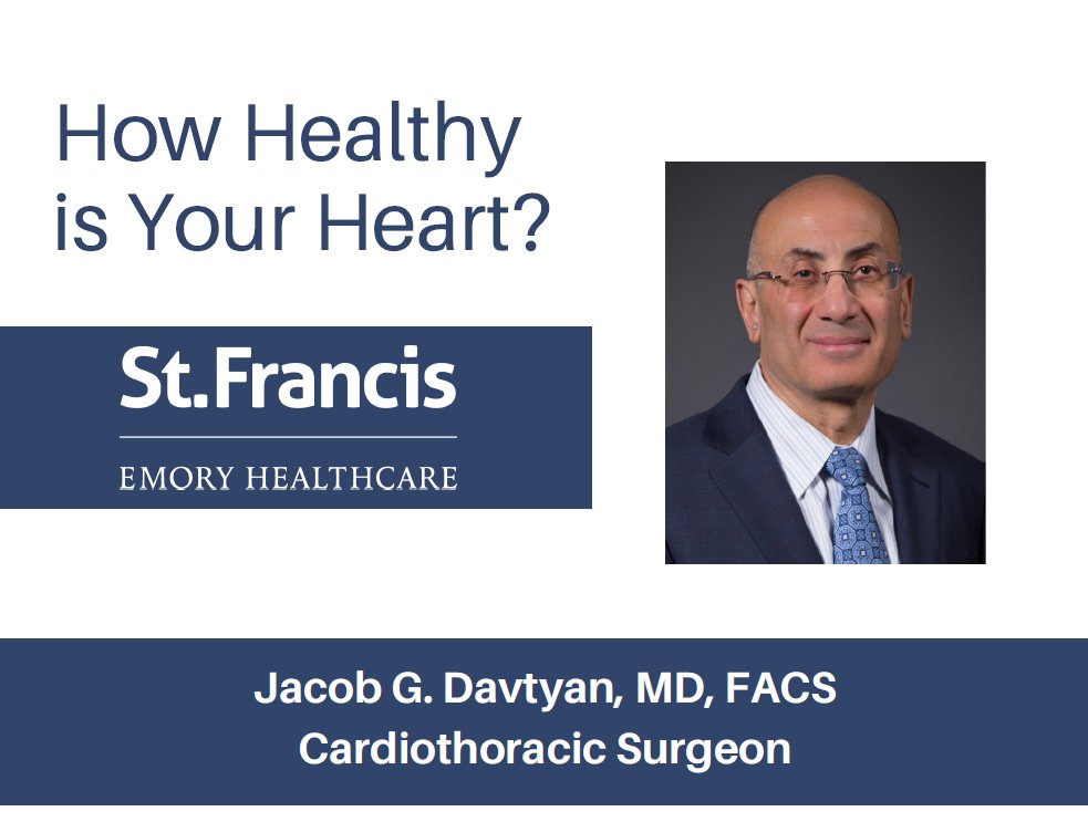 St. Francis-Emory Healthcare Cardiothoracic Surgeon Jacob G. Davtyan, MD, FACS, says there are four risk factors most associated with heart disease. Learn more about steps everyone can take to keep their heart healthy bit.ly/3sT4XxY.