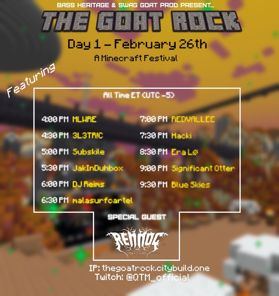 bassheritageoff's tweet photo. ⚡️LINEUP &amp; Festival info⚡️

Minecraft Java server IP: https://t.co/RWdMppV1Xx
Twitch: https://t.co/evhfR89cCR

What to expect?🥵
➡️25 underground artists (house, techno, trap, dubstep, dnb)
➡️Interactive stream (vote for what is gonna happen IG)
➡️A stage with a lot of surprises https://t.co/QyIMdAkoTA