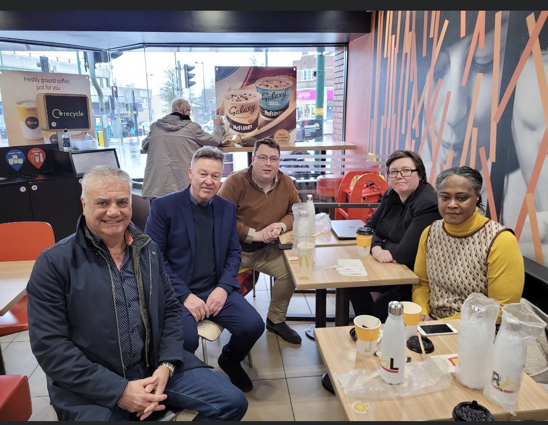 It was our pleasure to host <a href="/GarySambrook89/">Gary Sambrook</a> to discuss the Northfield Levelling Up Plan earlier today. 
Pictured L-R
Andy Clarke - BID Chair
Robert Holdcroft-McDonald’s
Gary Sambrook 
Tracy Prior-McDonald’s &amp; BID Vice Chair
Marcia Greenwood - BID Manager

Follow <a href="/NorthfieldBID/">NorthfieldBID</a>