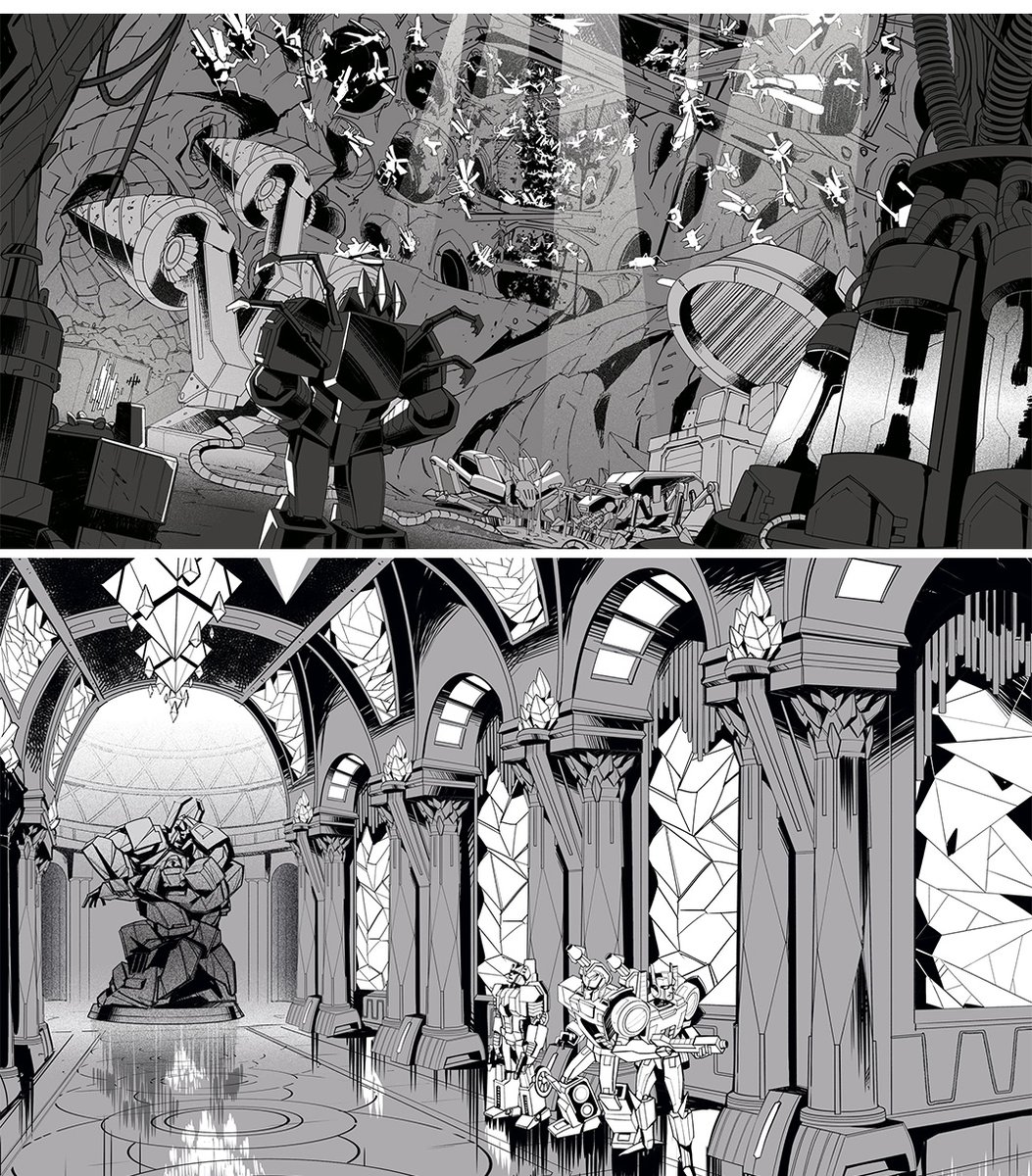 Wanted to take a second to show off some of my favourite spaces I got to come up with in Transformers. Some years ago doing backgrounds was an ordeal, and now, i think, i love imagining the world them robots inhabit the most. 