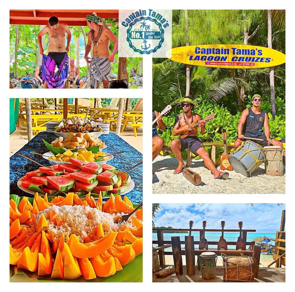 Entertainment, a fun sarong tying demonstration and a great lunch, that’s what you can expect on Captain Tama’s lagoon cruise. See you onboard the glass bottom boat. 
#fish #ocean #sea #sealife #snorkel #snorkelling #captaintamas #rarotonga #cookislands