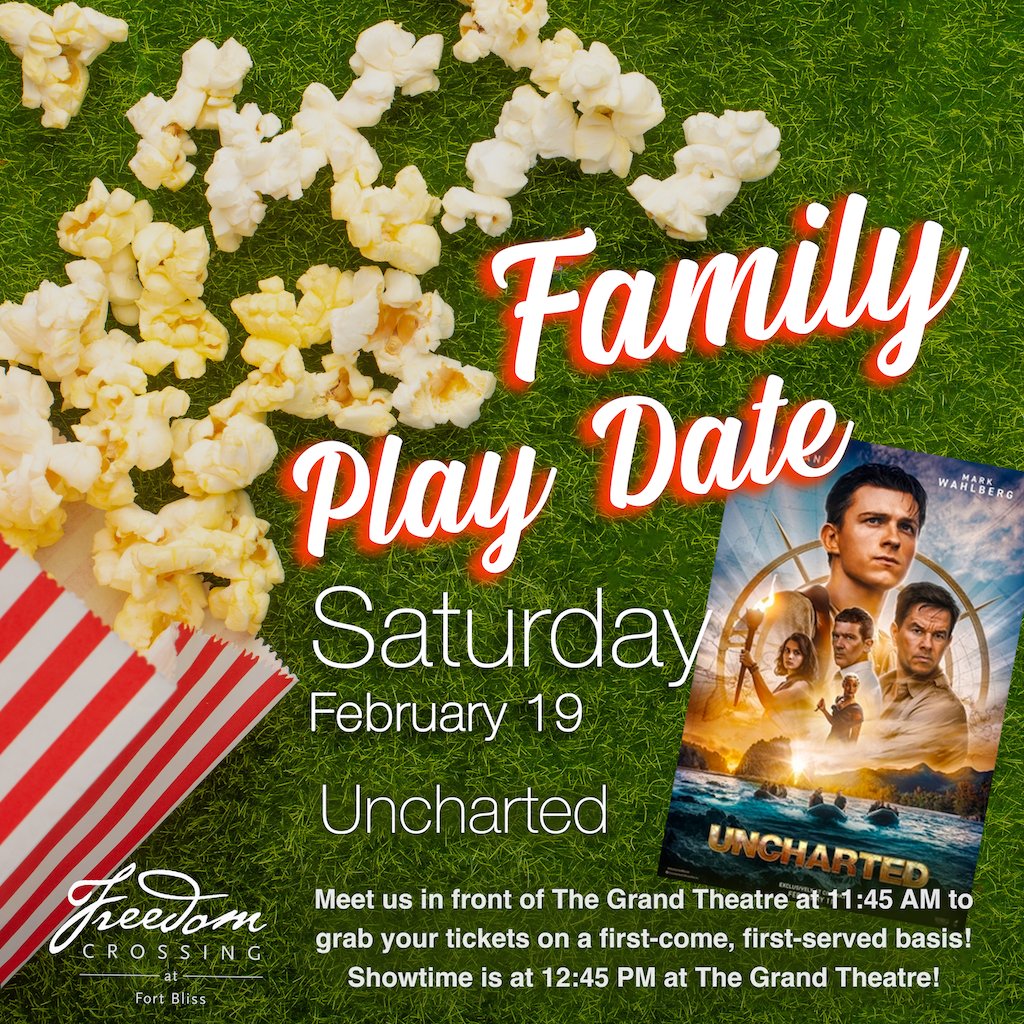 This weekend at Freedom Crossing!

-Tonight: Friday at the Fire w/ Speak No Evil + DJ White Ferrari beginning at 6 PM.

-Tomorrow: Family Play Date w/ Uncharted at The Grand Theatre at 11:45 AM, show time at 12:45 PM. Tickets on a first-come, first-served basis. 

See you there!