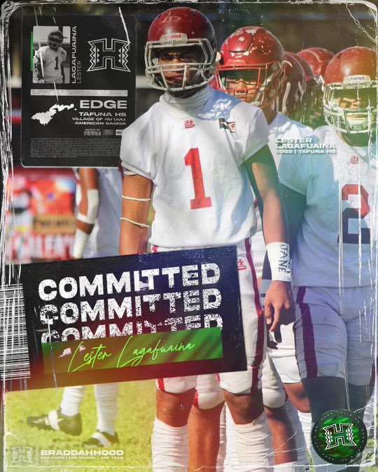 StephenTsai's tweet photo. And @HawaiiFootball gets a commitment from rush end Lester-Laisene Lagafuaina of Tafuna High in American Samoa #HawaiiFB @StarAdvertiser https://t.co/mCRgan0BNF