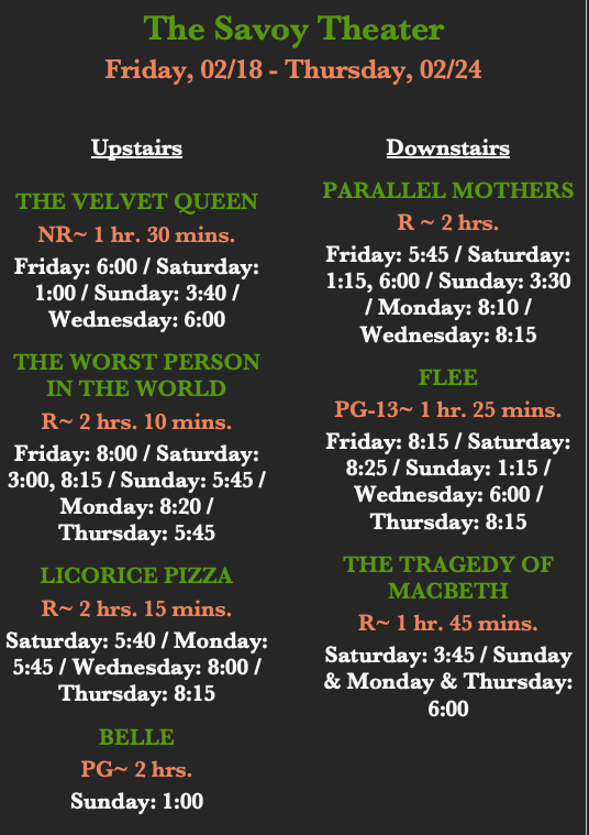 Showtimes Fri. 2/18 - Thurs. 2/25