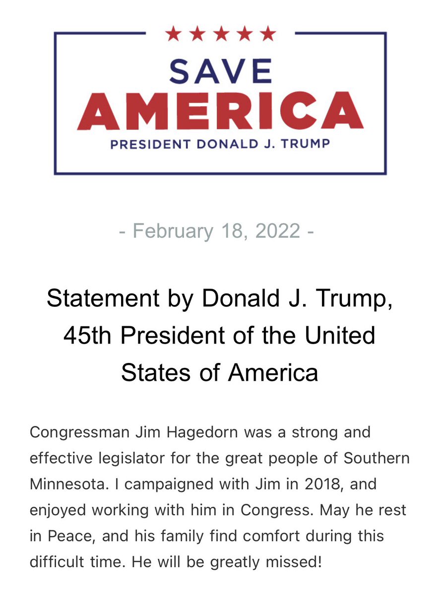 Statement by Donald J. Trump, 45th President of the United States of America