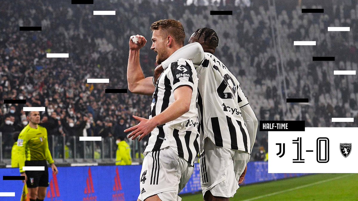 juventusfcen's tweet photo. HT | ⏳ | A towering @mdeligt_04 header has us in the #JuveToro lead at the break! 💪

#FinoAllaFine #ForzaJuve https://t.co/kr6zHu81XR