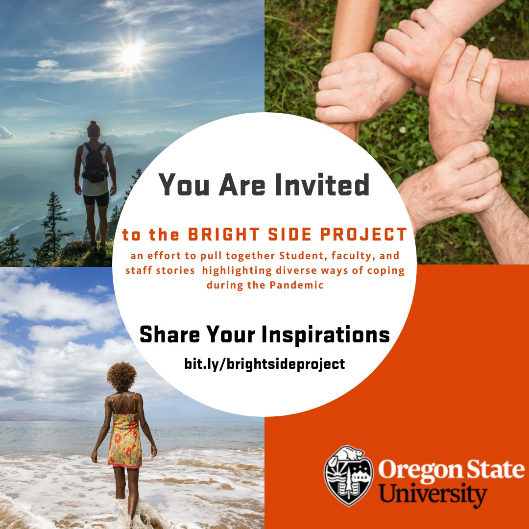 HEY HIGHER ED-- What gives you hope? How DO you cope? What brings YOU happiness?
Come INSPIRE others. Share HOPE.

Please share with any/all faculty, staff, and students you know.  Full details bit.ly/brightsideproj…
#AcademicChatter #phdlife #highered #highereducation #Teachers