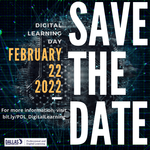 HMarvel7's tweet photo. Digital Learning Day is only a few days away! We can't wait to see everyone for a full day of learning and engagement! To find out more, plan your day, and let us know what sessions you want to attend go to: https://t.co/cIbnlHRn0x @PDL_DallasISD @CharissaGovan @JennSalleeTeach https://t.co/KQKbhXRCgO