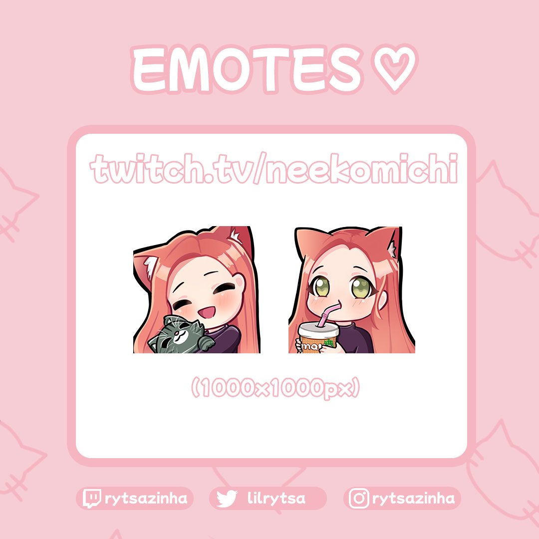 Commissions para @/neekomichi #twitch #comissionsopen #chibiart #emotes #emoteartist #twitchemotes