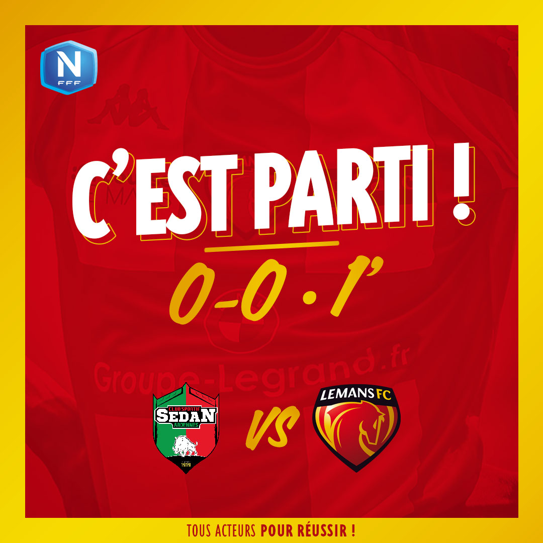 LEMANSFC's tweet image. #CSSALMFC 0⃣-0⃣

⏱ 1&apos; | C&apos;est parti au Stade Louis-Dugauguez ! Engagement sedanais. ALLEZ !

#AllezLEMANSFC 🔴🟡