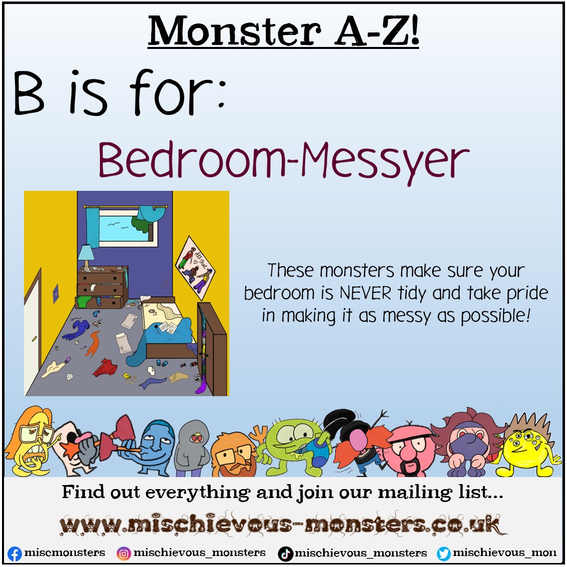 Mischievous_Mon's tweet photo. The Mischievous Monsters A-Z!
If you are forever having a go at your kids...maybe reconsider what's causing the mess...
#a-z #selfpub #childrensbooks #kidslit #bookpub #teacherbook #classroombook #readingcorner #bedtimestory #bookshelf https://t.co/pwffuAl3Bz