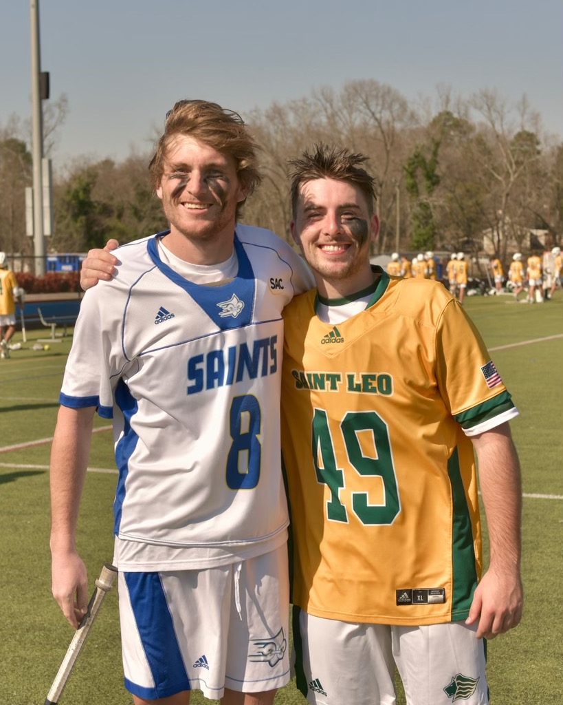HarfordCC_MLax's tweet photo. The Fightin Pals! Lot of Alumni dishing out a few "Love Taps" this Spring. @therealoconso and @DominicMuscella last weekend duking it out for @LimestoneLax and @saintleomlax ! #FridayFeels #Brothers #FAMILY🦉🥍  @cbsoper  @cambohs https://t.co/qh56GIDJiv