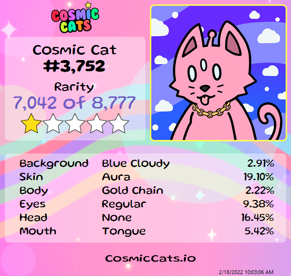 THIS IS WHAT THE COMMON ONE STARS LOOK LIKE?!?! AND A MOBILE GAME COMING WHERE I CAN USE IT? BEST PROJECT EVER <3 #NFT #GETCOSMIC <a href="/CosmicCats_/">Cosmic Cats</a> LFG I LOVE EM