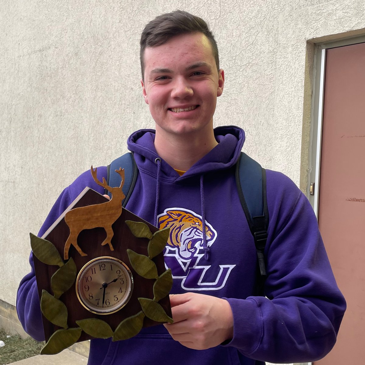 In Woods 2, Michael made this cuckoo clock out of a bunch of scrap wood and a clock that he bought on the internet. He also just committed to Olivet Nazarene and I couldn’t be prouder.