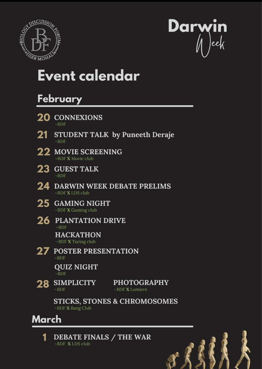 bdf_iiserm's tweet photo. Here we are, with our Flagship event : Darwin Week'22

Starts 20th February, 2022. 

#BDF #Darwin #Darwinweek #Biology #IISERMOHALI https://t.co/DK04sARA2T