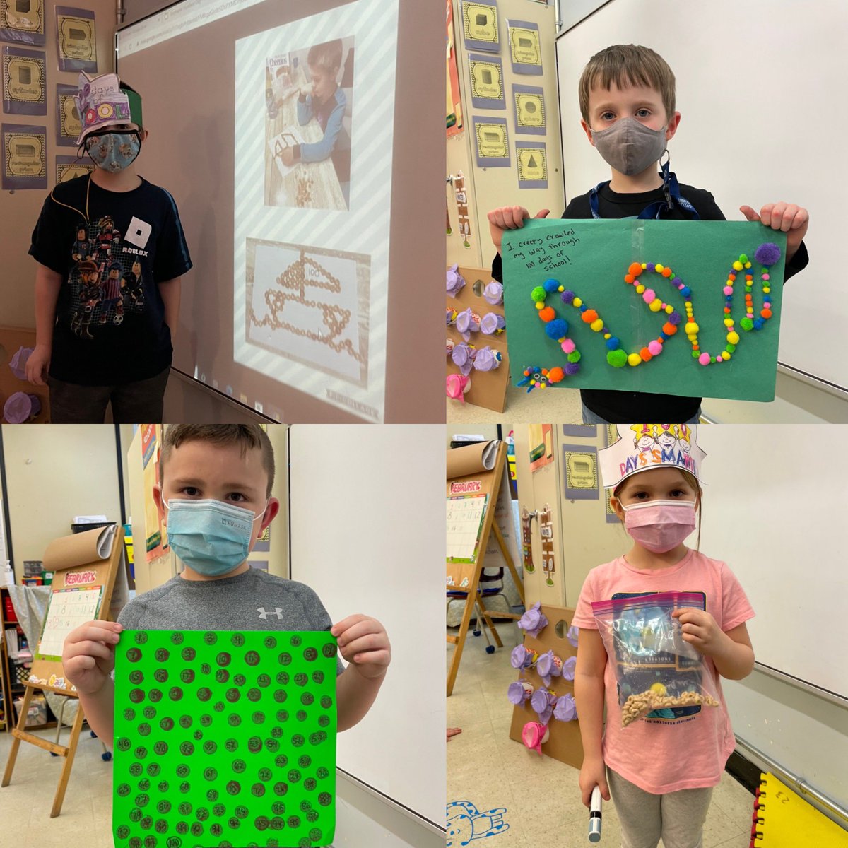 Ms_Pink23's tweet photo. Take a look at the amazing creativity displayed in these 100 day projects! To say the students were proud, would be an understatement 😆🥳 More pictures to follow! #100daysofschool #100items @UGEABC https://t.co/2ZPwXMaFA2