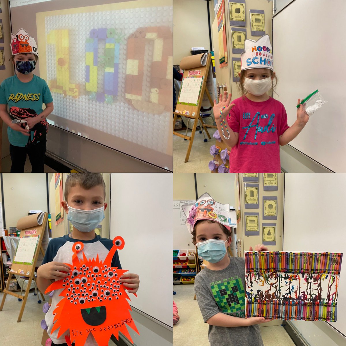 Ms_Pink23's tweet photo. Take a look at the amazing creativity displayed in these 100 day projects! To say the students were proud, would be an understatement 😆🥳 More pictures to follow! #100daysofschool #100items @UGEABC https://t.co/2ZPwXMaFA2