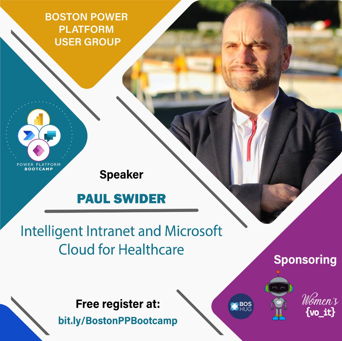 realactivityusa's tweet photo. Join us for the Biggest #PowerPlatform Event of the Year. The #GPPB2022 is happening now. Let's hear from Paul Swider as he talk about Intelligent Intranet and Microsoft Cloud for Healthcare.
#healthtech #healthcare #boshug #boston #medtech #mhealth #microsoftforhealthcare https://t.co/fbMH4L7pCU