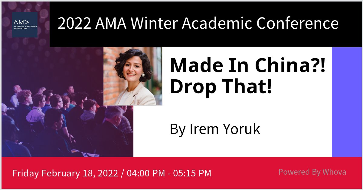 iremyoruk's tweet photo. I am speaking at 2022 AMA Winter Academic Conference. Please check out my talk if you're attending the event! #AMAWinter - via #Whova event app https://t.co/LOMF4AK9yt