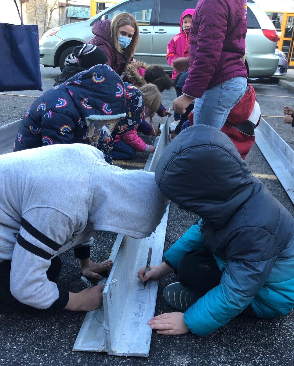 SBEPSchools's tweet photo. The final Kindergarten class and final Senior class of the old buildings sign the final steel beams that are to be placed on the new building. #onceatitanalwaysatitan https://t.co/u2cZM39rlB