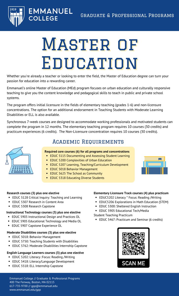 Emmanuel_GPP's tweet photo. For more information about our graduate programs, go to https://t.co/TJZYCzXrN4
or email gpp@emmanuel.edu https://t.co/sL5Pus7p8Y