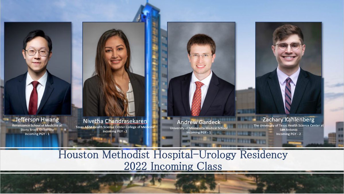 Houston Methodist Urology and Residency Program (@hmethodisturo) on Twitter photo After a particularly unique Match season, we are excited to officially announce our 4 newest <a href="/HMethodistUro/">Houston Methodist Urology and Residency Program</a> incoming residents! 🥳
We are very eager to work with this group of talented professionals 🌟. Welcome to the family🥰!!
<a href="/rosekhavari/">Rose Khavari MD</a> <a href="/BrianMilesMDCaP/">bjmiles@houstonmethodist.org</a> <a href="/KKseattle/">Kathleen Kobashi</a> After a particularly unique Match season, we are excited to officially announce our 4 newest <a href="/HMethodistUro/">Houston Methodist Urology and Residency Program</a> incoming residents! 🥳
We are very eager to work with this group of talented professionals 🌟. Welcome to the family🥰!!
<a href="/rosekhavari/">Rose Khavari MD</a> <a href="/BrianMilesMDCaP/">bjmiles@houstonmethodist.org</a> <a href="/KKseattle/">Kathleen Kobashi</a>