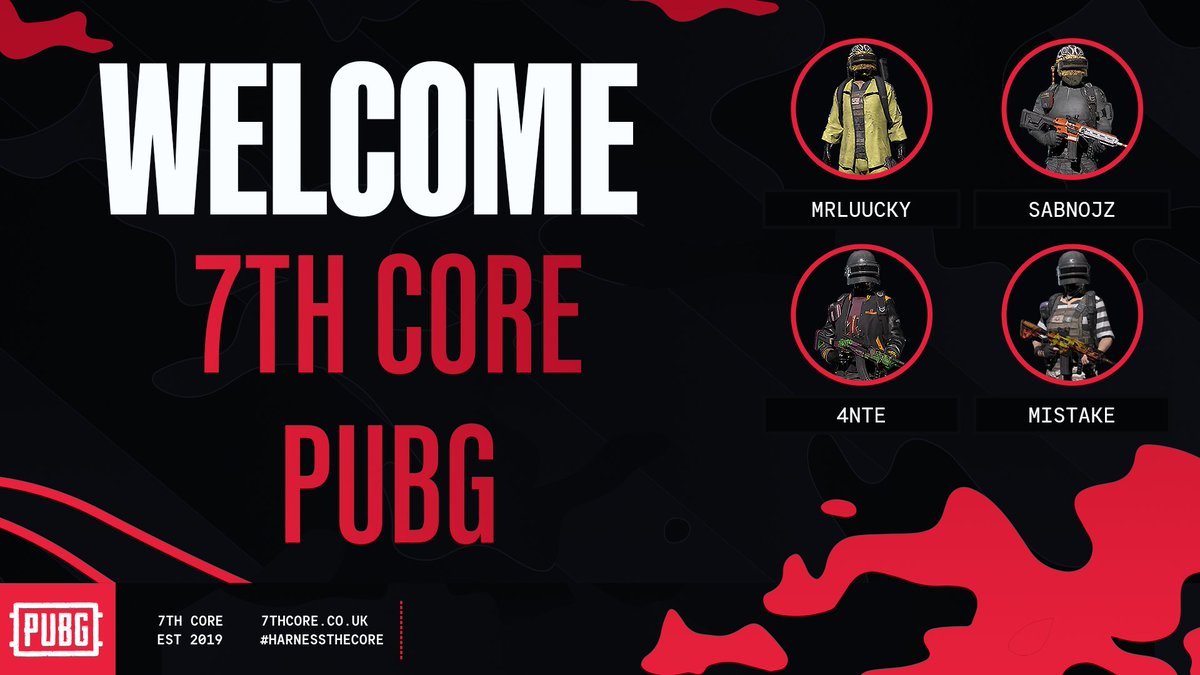 7th Core | 7C PUBG

Incredibly proud to announce our first venture into competitive PUBG, all from Croatia 🇭🇷:

@4nte7C (Captain)
@sabnojz7c
@mistakePUBG 
<a href="/MrLuuuckY/">MrLuuckY</a> 
<a href="/belisk96/">belisk</a> (Sub)

@Pilzykor7C (Manager)

Competing in upcoming PUBG officials &amp; comm' tournaments

#HarnessTheCore