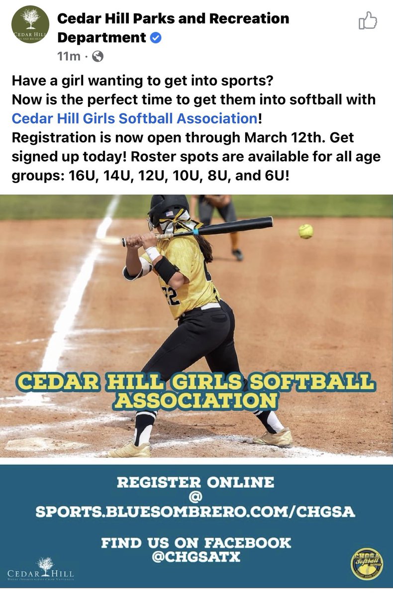 Cedar Hill Softball Association (@chsa_tx) on Twitter photo 