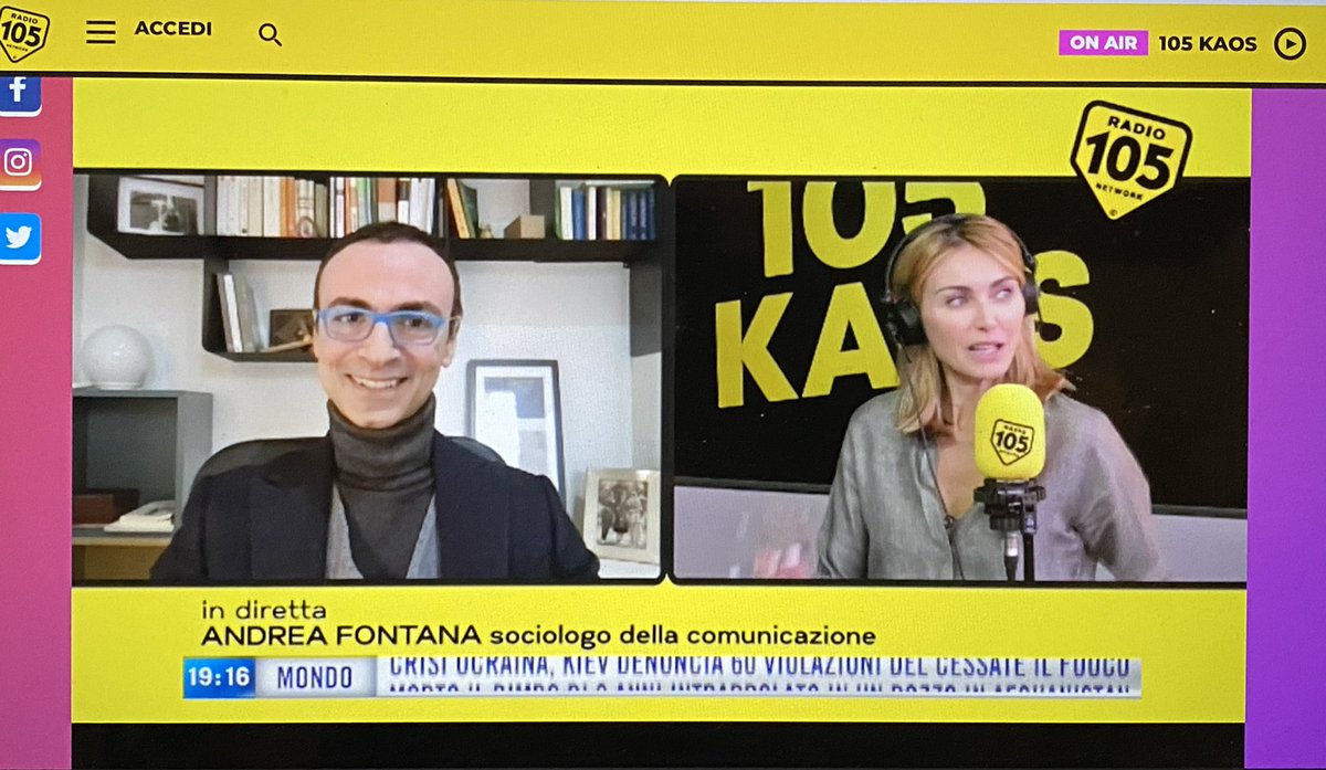 andreafontana72's tweet photo. Grazie per l’ospitalità e le riflessioni fatte insieme sulla comunicazione e le #storie #tossiche con @SabrinaScampini e #gibba su @Radio105 https://t.co/G8Hbynpq15