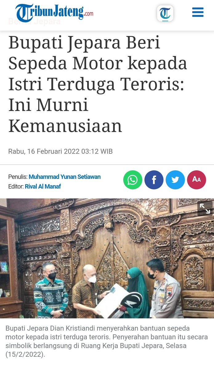 Jepara Kota literasi bukan kota Teroris ya pak bup...
