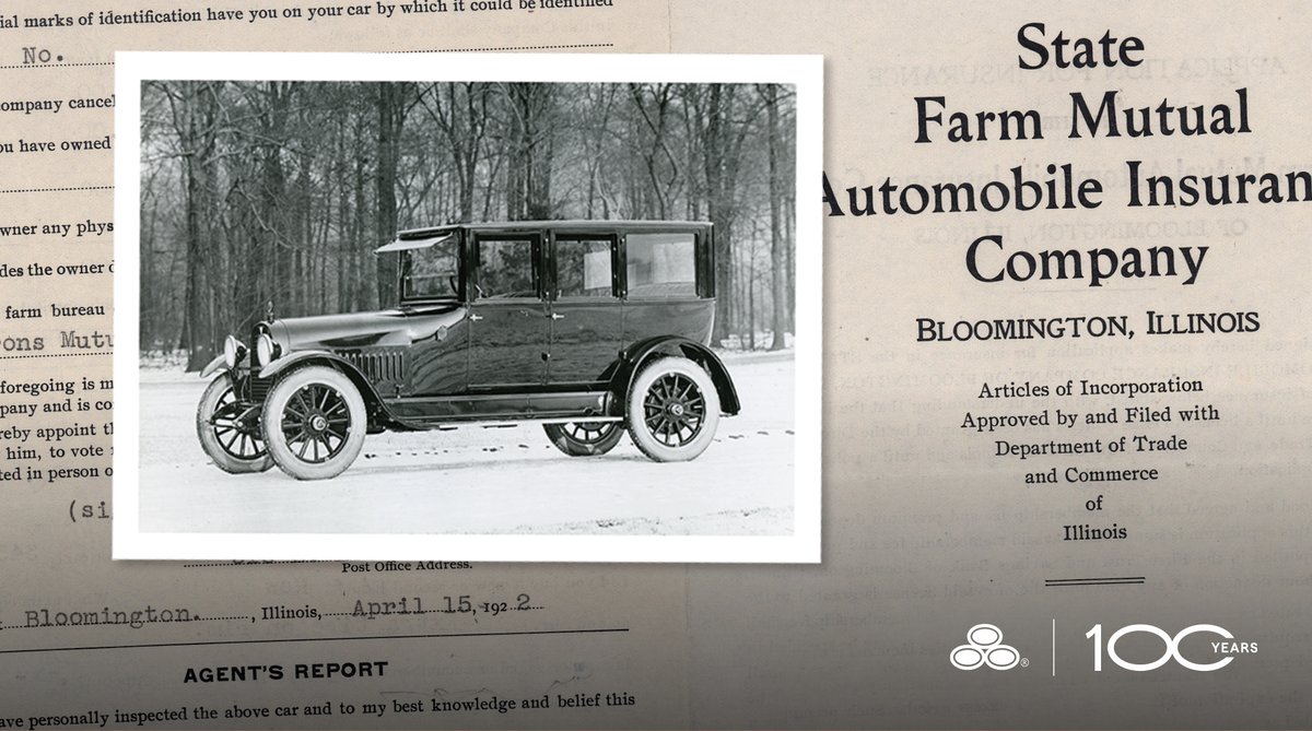 AgentScottC's tweet image. To celebrate 100 years of @StateFarm, here's a look back at the first car the company ever insured in 1922.

Today, we are proud to help millions of people all over the country protect their cars, homes, lives and businesses. #Throwback #FromTheArchives