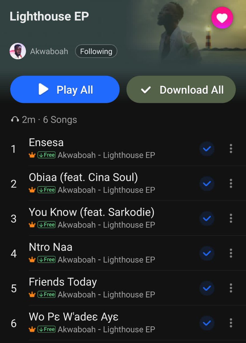 AkwaNation's tweet photo. #LightHouseEP by @AkwaboahMusic has 2M streams via @BoomplayMusicGH ! Thank you fam let's keep streaming!
Click here let's stream together 👇
https://t.co/Sv4IUkGIj6 https://t.co/beHPmAw4kr