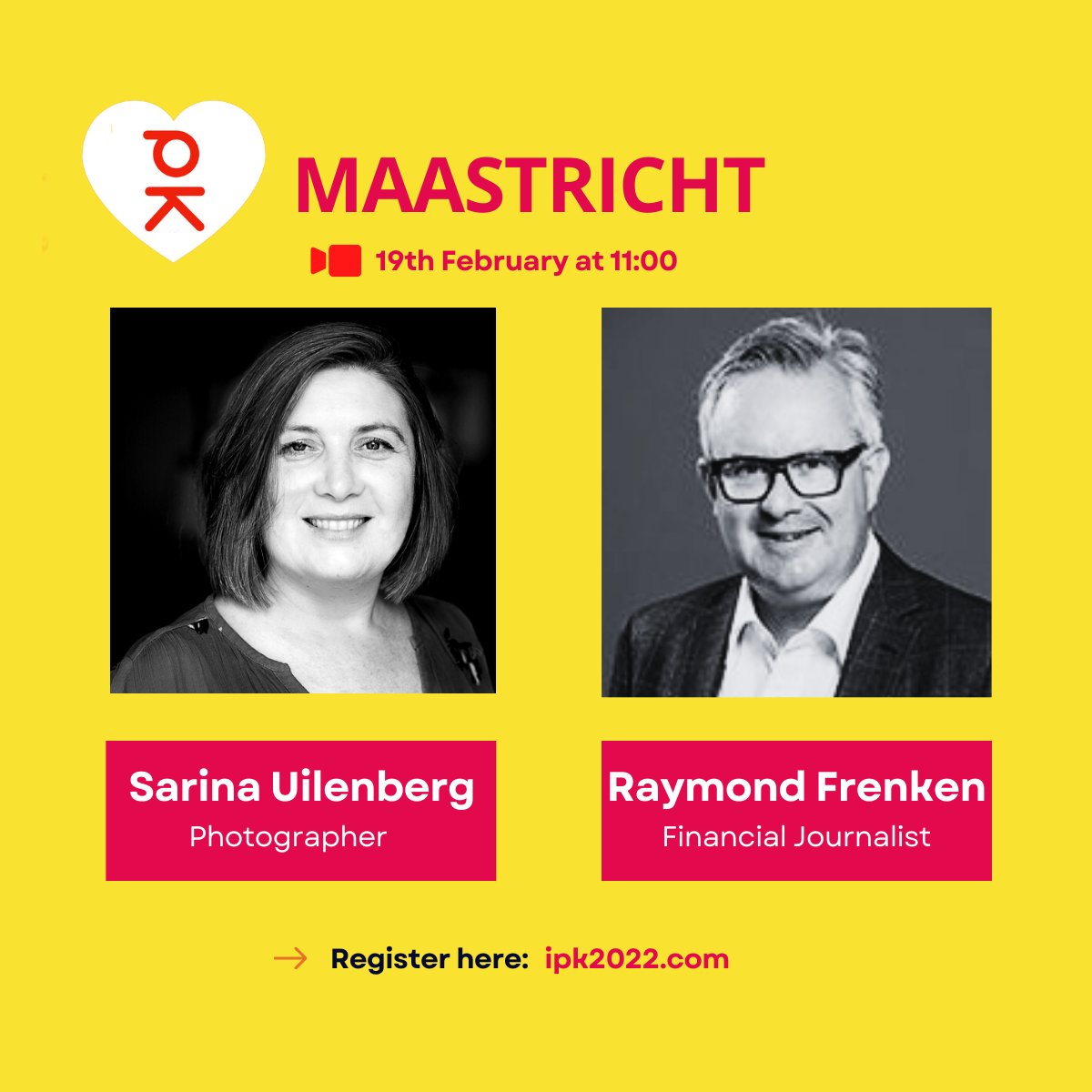 Join us for a 24-hour worldwide International #PechaKucha Day Livestream for inspiring stories by 100+ presenters across all continents.
#Maastricht speakers Raymond Frenken and Sarina Uilenberg will present this Saturday, 19th February, at 11:00. 
#ipk2022 #pechakuchamaastricht