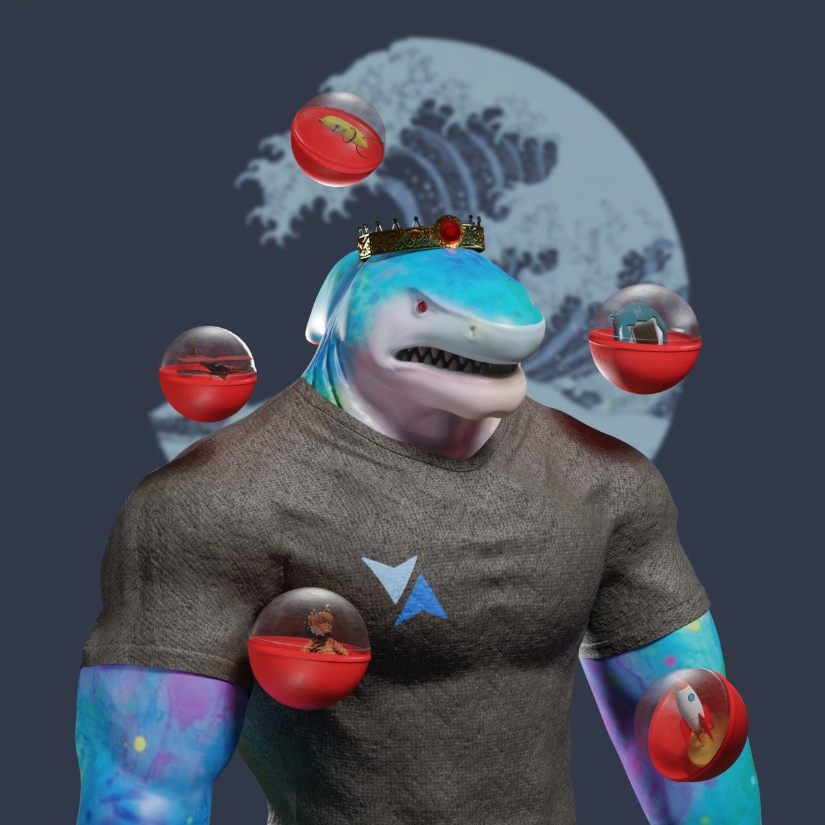 We are so excited to deliver this #AvaSharks Honorary Megalodon to <a href="/NFTradeOfficial/">NFTrade</a> ! 
Looks rare w/the crown and oil slick skin.

We love NFTrade for always introducing us to new projects &amp; the non-existent fees. LFG!!!

To celebrate, we're doing another giveaway! 1/2