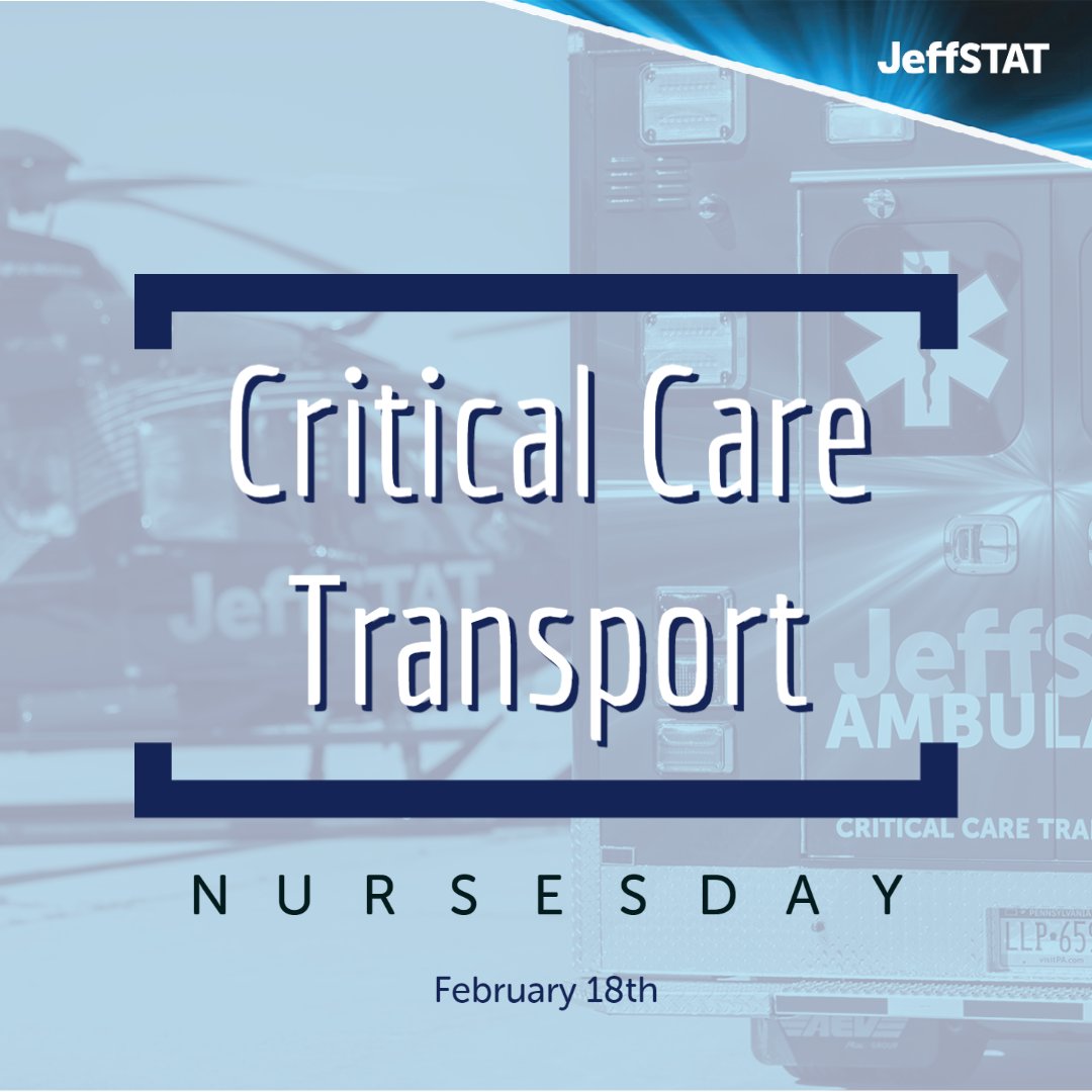 Thank you to all the Critical Care Transport Nurses out there.
And a big thank you to our team of ground and air CCT Nurses. We couldn't do it without you. Thank you today and everyday. #JeffSTAT #Criticalcaretransportnursesday #criticalcaretrasnport #flightnurse