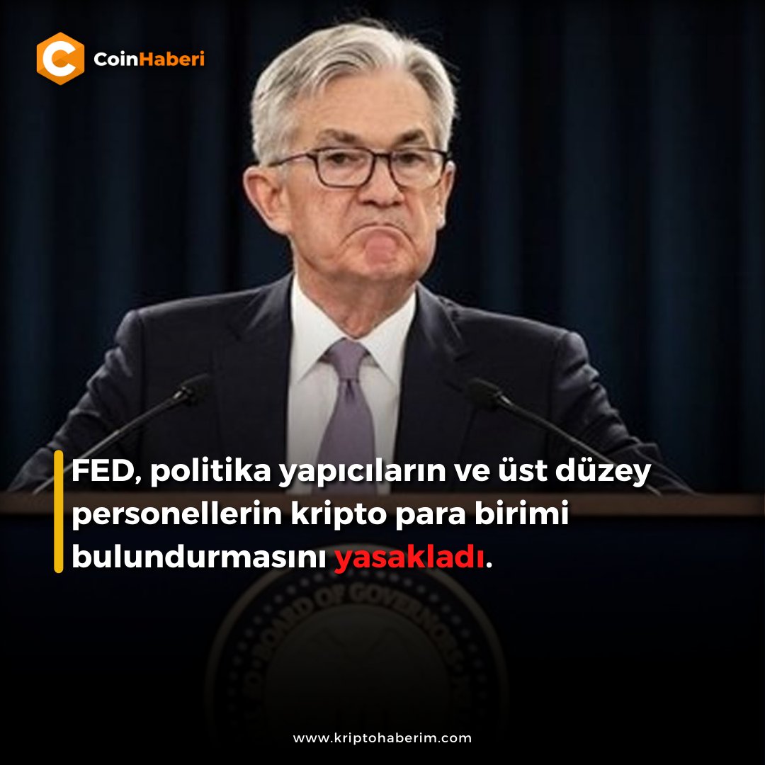#FED, politika yapıcıların ve üst düzey personellerin kripto para birimi bulundurmasını yasakladı.

🔶binance.com/tr/register?re…

#coinhaberi #kripto #kriptopara #kriptohaber #crypto #Bitcoin #BTC #altcoin #metaverse #BORSA #finans #eth #ethereum #faiz #nft