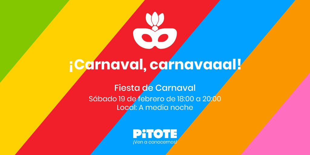 asoc_pitote's tweet photo. Este fin de semana vamos a celebrar carnaval. Vamos a ir a las 18:00 al local de A media noche en Batalla del salado hasta las 20:00. Tenemos preparado una actuación de Tu cara me suena y luego karaoke. No os lo perdáis.
🎉🎤🎭 https://t.co/aBxM40Xgi8