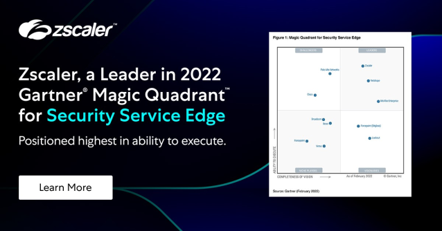 We are proud to be recognized as a Leader, placed highest for execution in the 2022 Gartner® Magic Quadrant™ for Security Service Edge. Learn more: bit.ly/3gYwJDS bit.ly/3JBlu0d