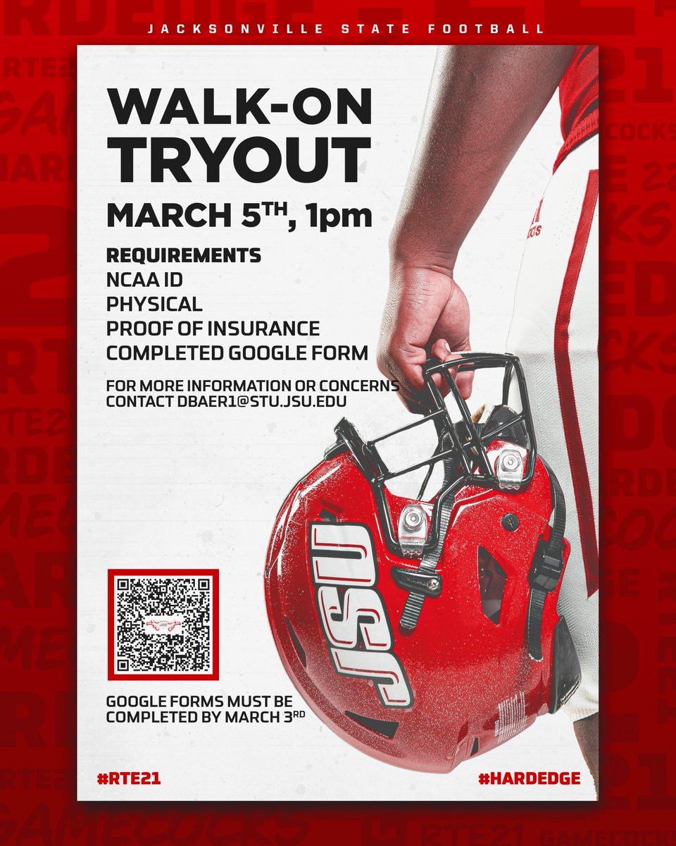 Current <a href="/JSUNews/">Jacksonville State University</a> students. Must be enrolled full-time in this current semester. Please have Google Forms completed by March 3rd. No walk-ups allowed.