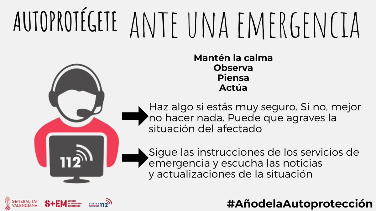 Si eres testigo de una emergencia o crees que puedes estar en una, autoprotégete‼️

#AñoDeLaAutoprotección
#AnyDeLAutoprotecció