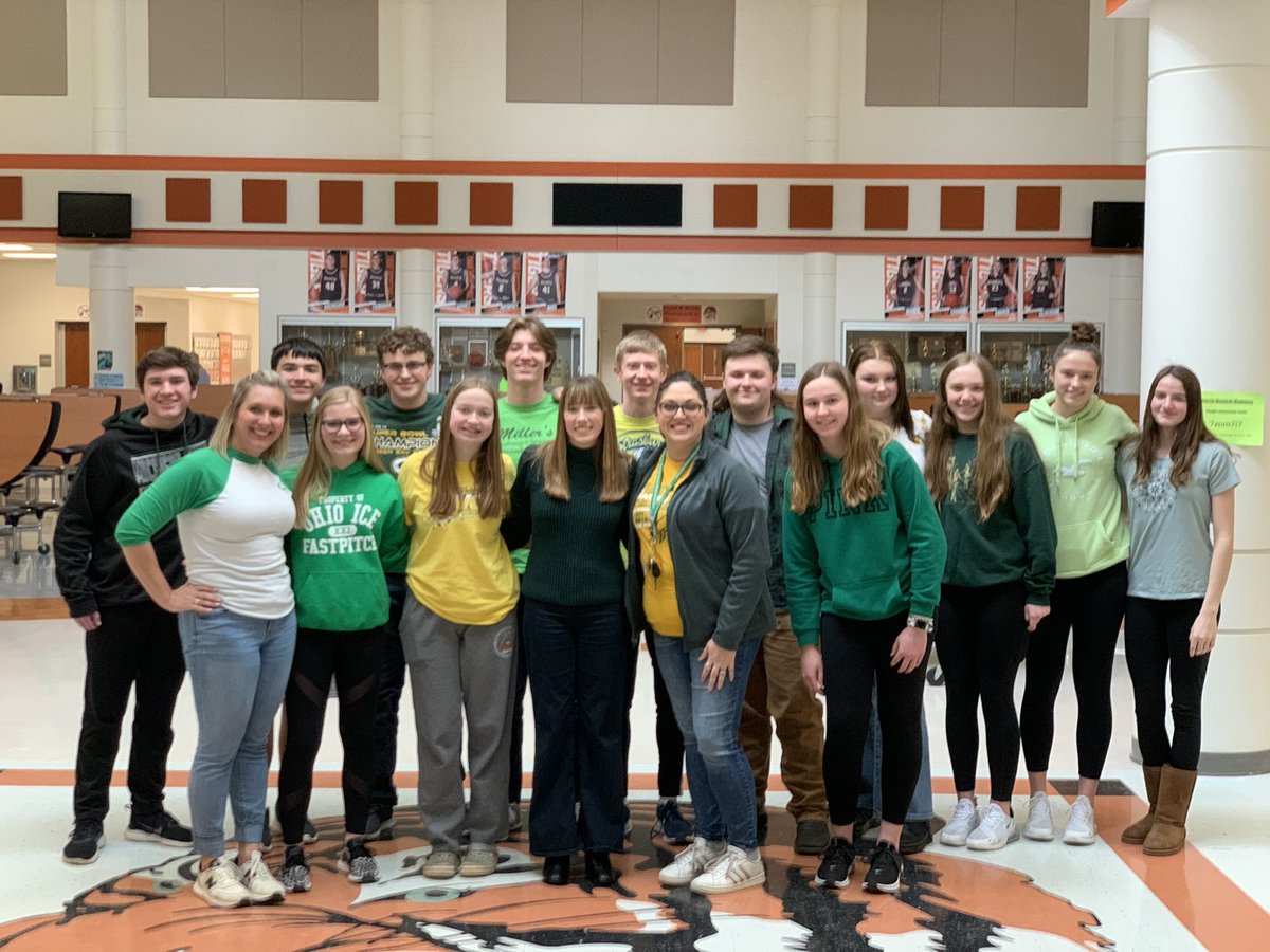 Hope Squad wearing green and yellow to support our friends and family in Conotton Valley.